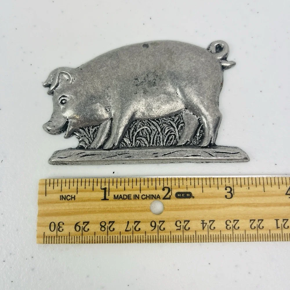 Pewter Pig Ornament Holiday Farm Animal Decoration Gift USA Made Lead Free 4